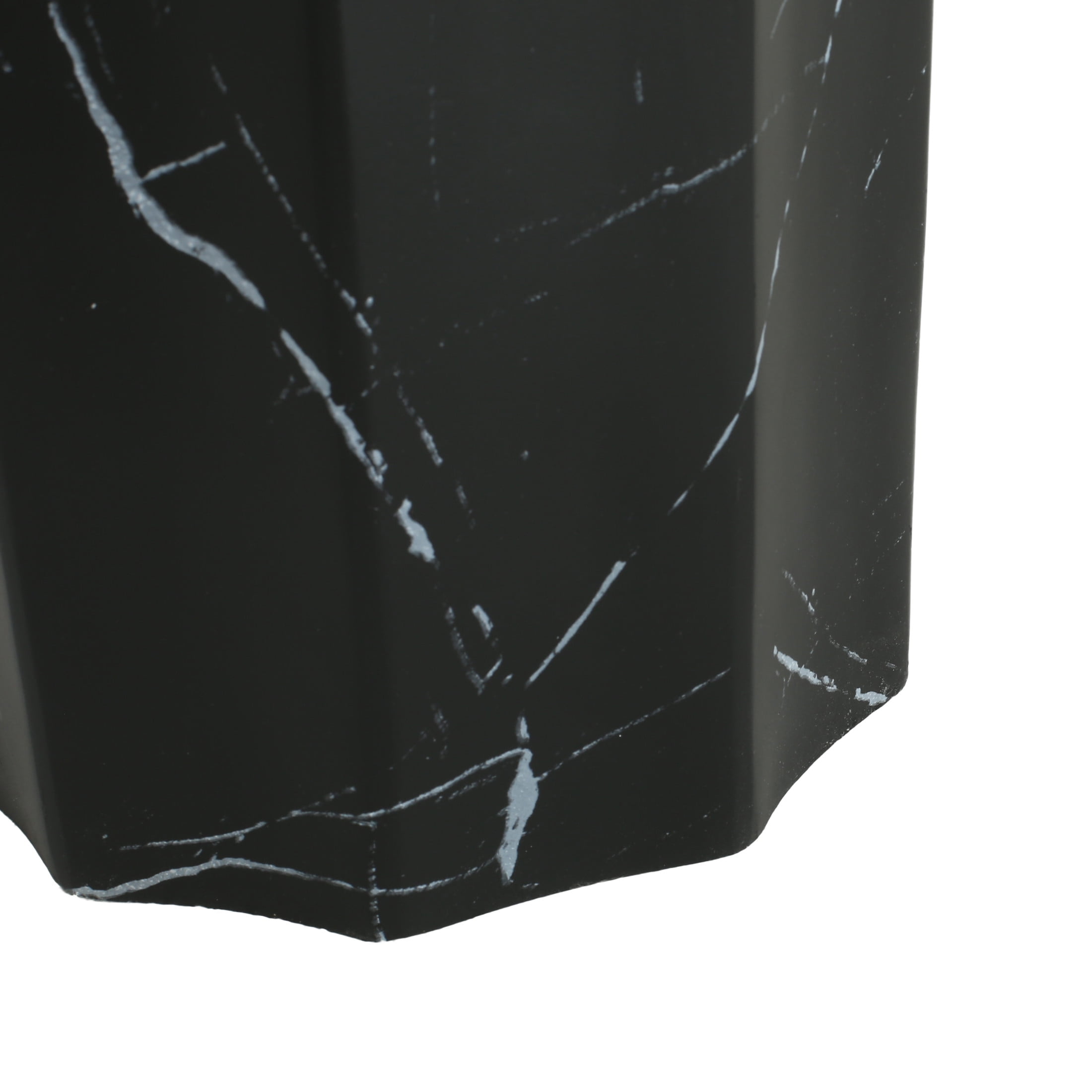 Elion Outdoor Patio Round Side Table, Concrete, MGO, Black Marble Design