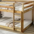 thumbnail image 6 of Solid Wooden Solid Rubber Wooden Twin over Twin Floor Bunk Bed with Ladder with Bed Platform of Strengthened Slats   Espresso, 6 of 10