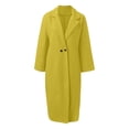 thumbnail image 4 of 2026 New Pea Coats For Women Winter Classic Lapel Open Front Long Overcoat Comfy Wool Blend Long Sleeve Oversized Trench Coat(Yellow,XXL), 4 of 5