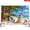 6×4FT, variant on CasaVelle Christmas Backdrop, Tropical Beach Holiday Scene with Snowman, Palm Trees and Gift Boxes, Polyester Fabric Party Decor, 4 x 6 ft