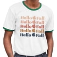 thumbnail image 2 of Hello Fall Ringer Tee Shirt Unisex Small White/Kelly Green, 2 of 5