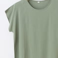 thumbnail image 5 of Hurxie Womens Cap Sleeve T Shirts Crewneck Loose Fit Crop Tops Summer Casual Tee Fashion Trendy Clothes Army Green,5XL, 5 of 5