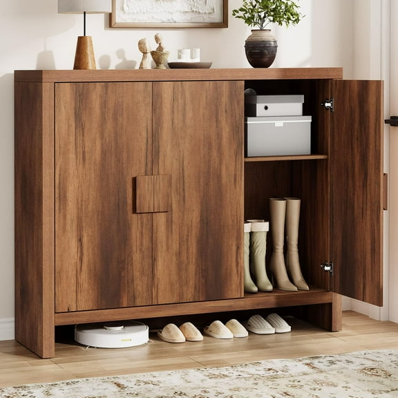 47" Shoe Cabinet with 3 Doors, Adjustable Shelves & Ventilation Hole Design for 30 Pairs , Shoe Storage Rack for Entryway Living Room