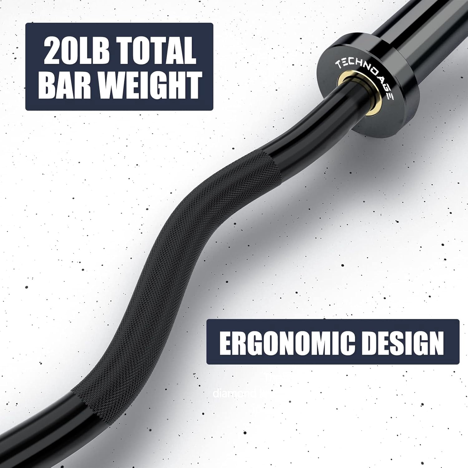 Tuekys 47 Inch Barbell Bar for Weightlifting and Powerlifting, Weight Bar for 500lbs Capacity, EZ Curl Bar Fit 2" Standard Weight Plates