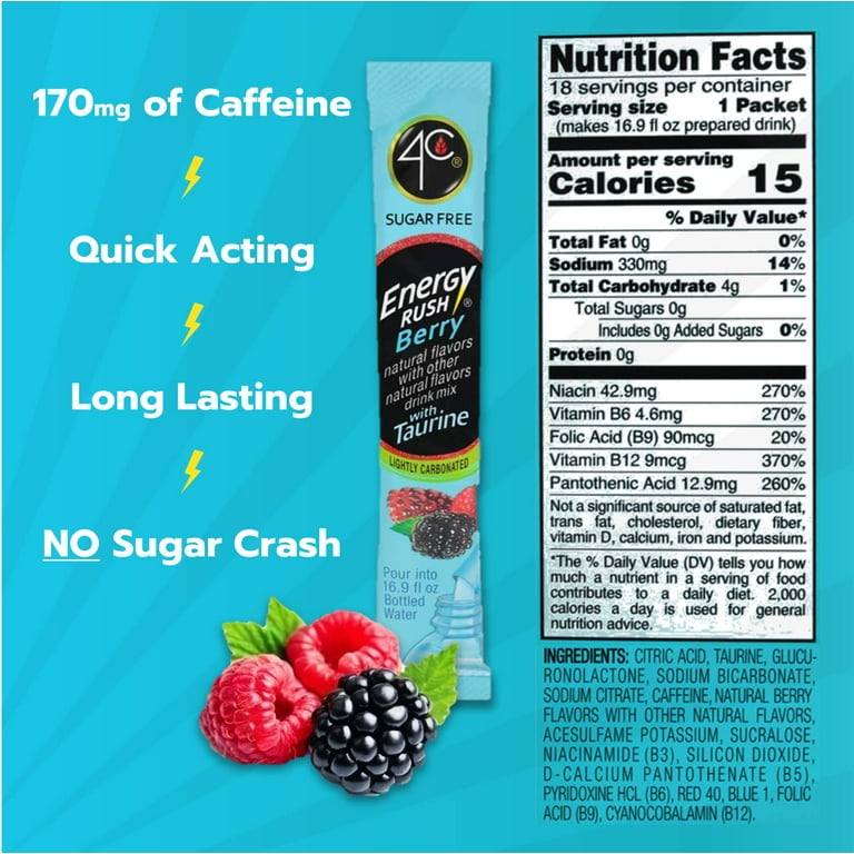 Energy Rush Sugar Free Drink Mix with Taurine Variety Pack, Assorted, 0.28 oz Packet, 40/Carton, Ships in 1-3 Business Days Energy Rush Sugar Free Drink Mix with Taurine Variety Pack, Assorted, 0.28 oz Packet, 40/Carton, Ships in 1-3 Business Days