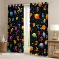 thumbnail image 2 of Feelyou Outer Space Blackout Curtains Set of 2 (52x84 Each), Cute Letter Window Curtains, 2 of 6