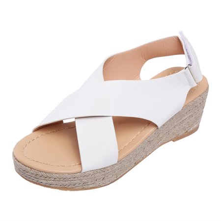 

Tangnade Casual Shoes Sandals Open Breathable Toe Shoes Buckle Summer Womens Beach Strap Wedges Weave Womens Sandals