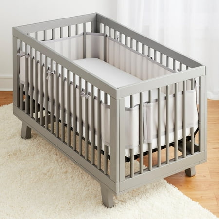HALO® Breathable Mesh Liner for Full-Size Cribs, Classic 3mm Mesh, Gray (Size 4FS Covers 3 or 4 Sides)