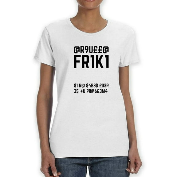 Friki Secret Code Graphic Quote Women White T-Shirt, Female XX-Large