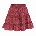 thumbnail image 3 of Womens High Waist Floral Print A Line Short Skirt with Ruffled Hem Elegant Summer Skirt Red Dot XL, 3 of 9