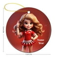 thumbnail image 3 of Cartoon Cheerleader with Red Uniform Christmas Ornament Cheerleading Competition Cheer Girl Gift Double-Sided Printed 3" Ceramic Christmas Ornament Xmas Tree Decoration Gifts, 3 of 8