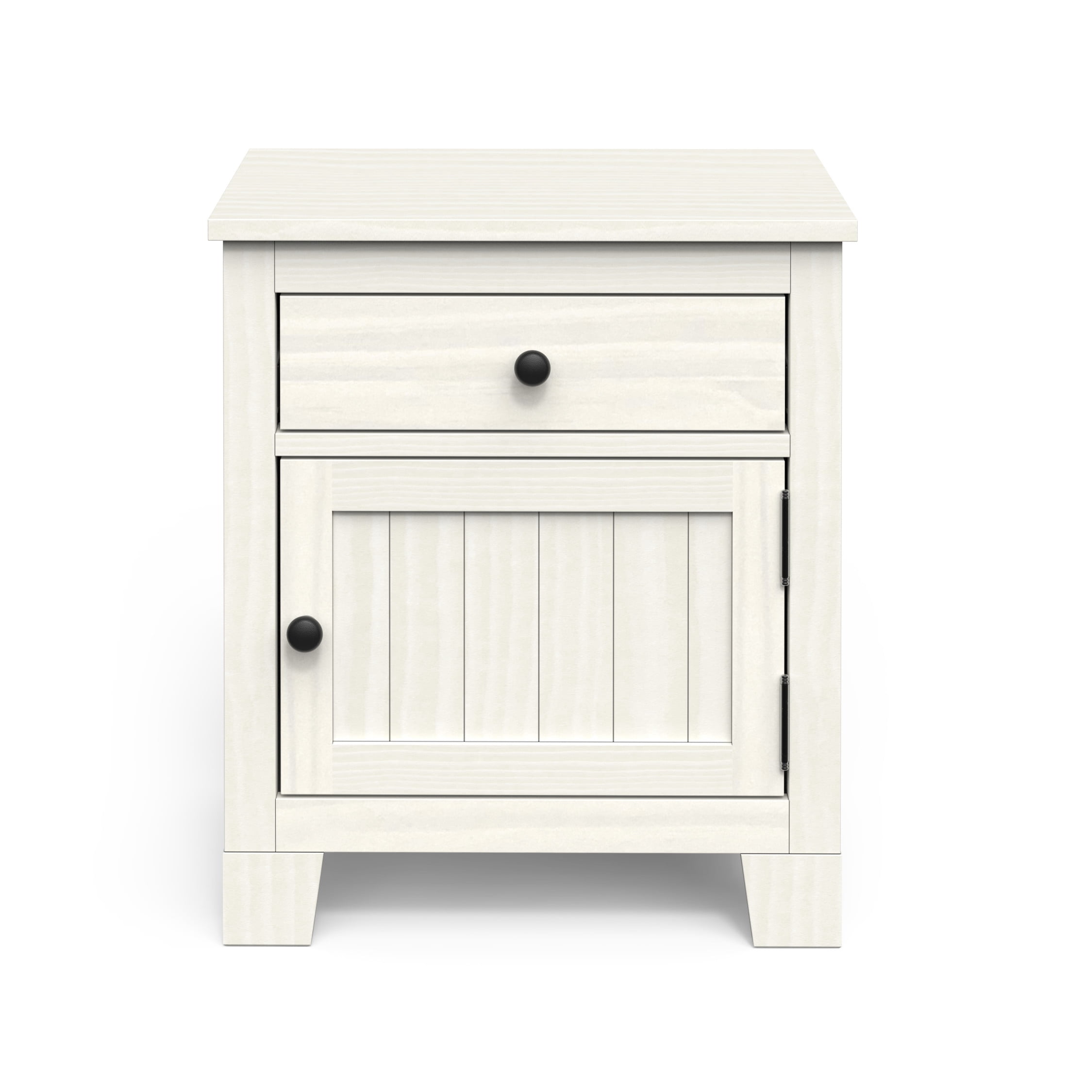 Child Craft Rockport Nightstand with Drawer & Cabinet Storage, Pine Wood Construction, Eggshell