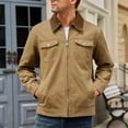 thumbnail image 5 of Full Zip Jackets for Men Fall Trendy Casual Cargo Jacket Outwear Lapel Neck Coat with Pockets Fall Spring Winter (XL, Khaki), 5 of 7