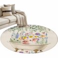 thumbnail image 6 of Spring Floral Pig Round Rug 3.3ft Washable Circle Entryway Rugs Non Slip Weeping Flowers Leaves Farmhouse Rustic Area Rug Indoor Floor Carpet for Bedroom Kitchen Living Room Home Office Dining Room, 6 of 8