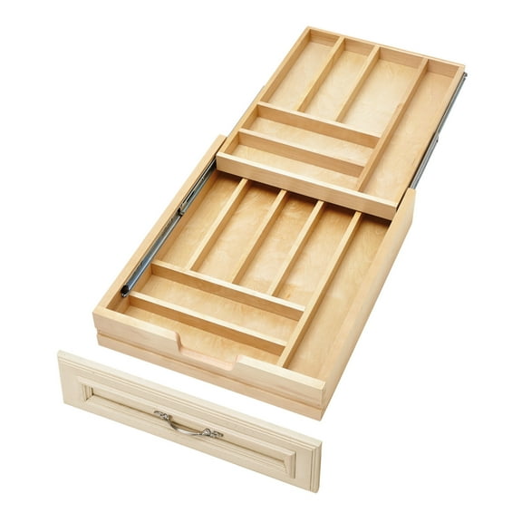Rev-A-Shelf 27 Inch Tiered Cutlery Drawer Organizer with Soft Close Slides
