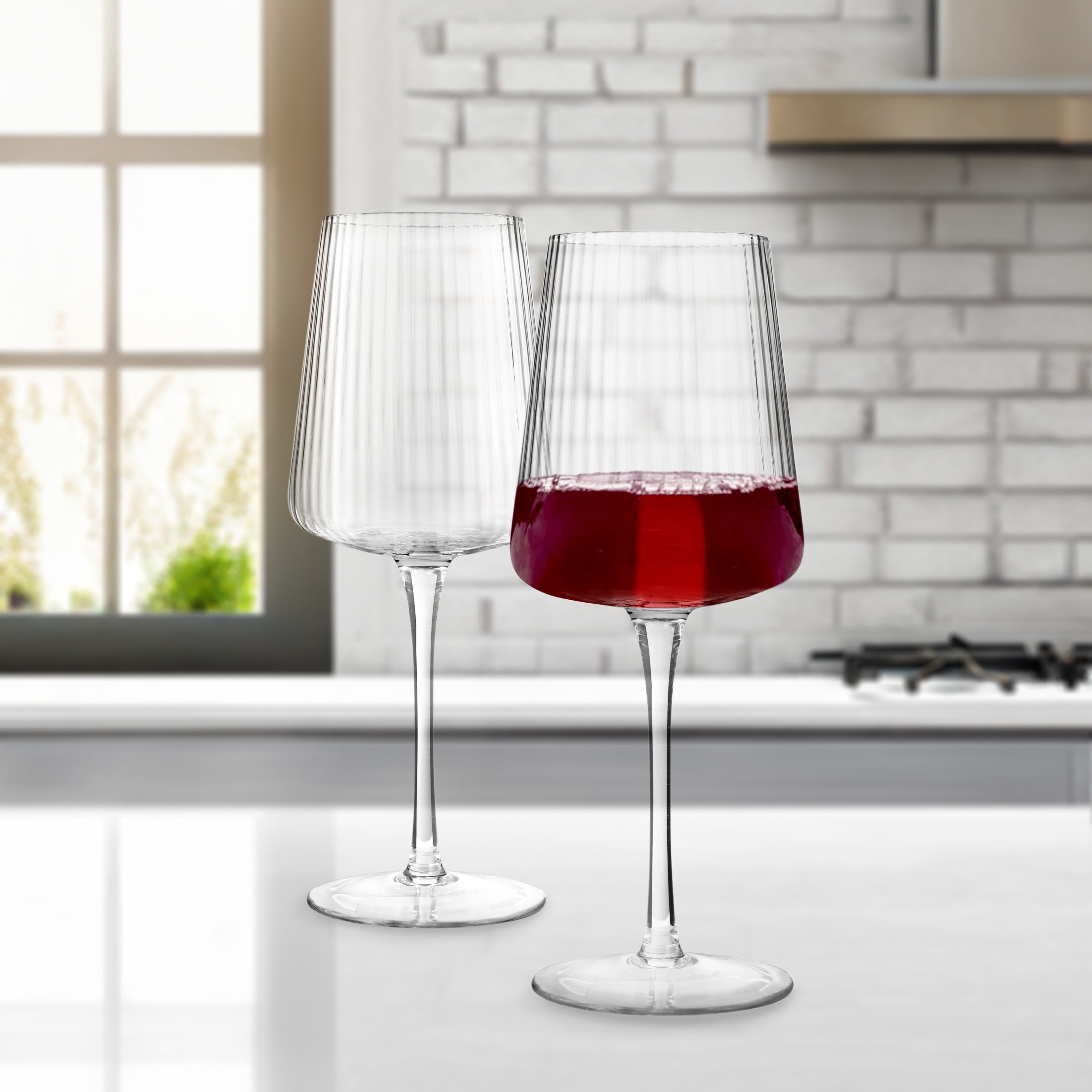 Artland Soho Optic 8.5 oz Champagne Flute & 14 oz Goblet (8-Piece Set) - Stemmed Glasses for Weddings, Parties - Versatile for Cocktails, Prosecco, Wine Excellent Gift Idea, Dishwasher Safe (Clear)