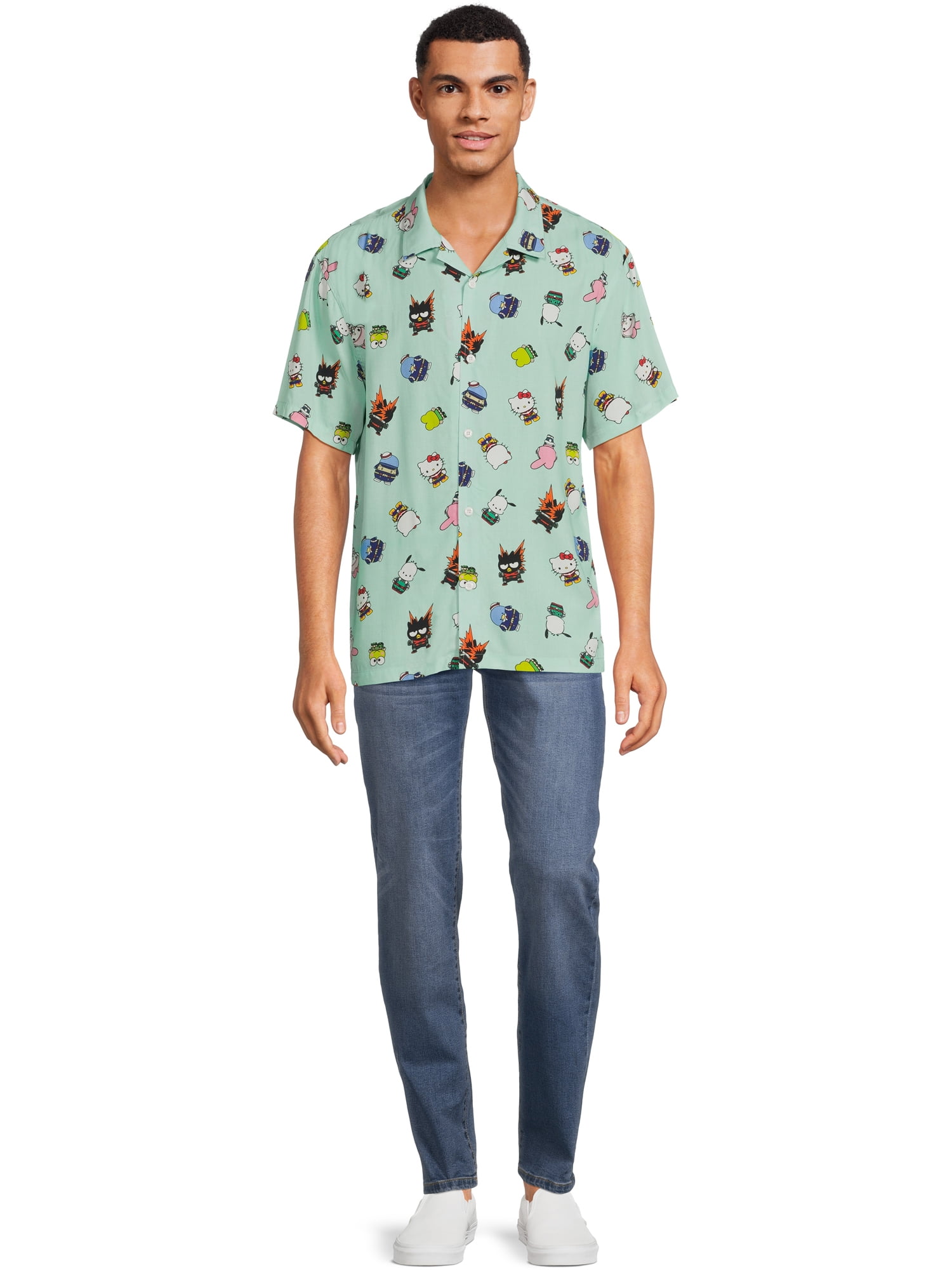 Hello Kitty + My Hero Academia Men's & Big Men's Woven Shirt, Sizes S-3XL