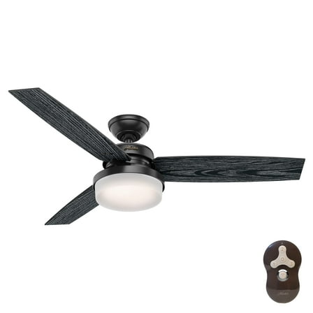 Restored Hunter Fan 52 inch Matte Black Indoor Ceiling Fan with Light Kit and Remote Control (Refurbished)
