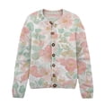 thumbnail image 4 of Womens Cardigan Sweater Floral Print Button Down Long Sleeve Open Front Knit Lightweight Light Pink L, 4 of 4