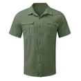 thumbnail image 2 of Caqnni Shirts for Men Trendy Vacation Cotton Linen Casual Shirts Short Sleeves Mens Tops Casual (Army Green,XXL), 2 of 5