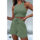 thumbnail image 4 of Conjuntos de Verano para Mujer, Conjunto Informal de 2 Piezas con Top Corto y Pantalones Cortos de Punto Gofre, Ropa de Dormir Verde M, 4 of 8