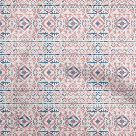 oneOone Cotton Poplin Peach Fabric Tribal Sewing Material Print Fabric By The Yard 56 Inch Wide