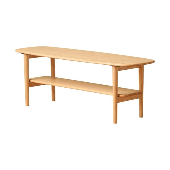 GZXS 39.37 Inch Coffee Table with Open Storage, 2-Tier Rectangular Center Table for Living Room & Home Office, Natural Oak Wood Frame