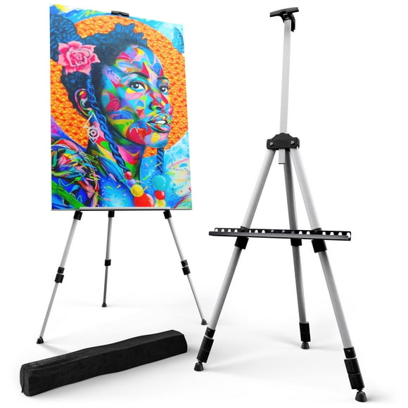 Portable Artist Easel Stand for Painting - Adjustable Height Painting Easel with Bag - Tabletop Art Easel for Painting Canvas Stand, Poster Stand & Wedding Signs Stand - Metal Tripod - 17x66 inches