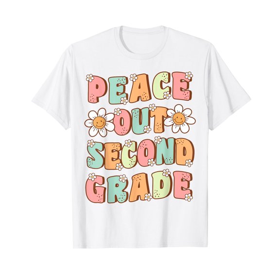 Peace Out Second Grade Cute Groovy Last Day of 2nd Grade T-Shirt