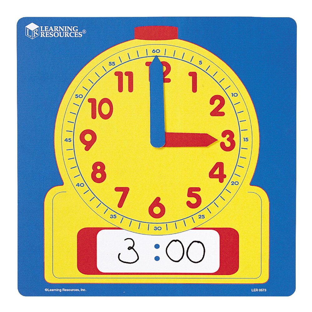 Learning Resources Write & Wipe Demonstration Clock, EasytoRead, 12