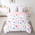 thumbnail image 2 of Feelyou Pink Flower Floral Bedding Comforter Set 7pcs, Kawaii Butterfly Animal Queen Bedding Sets, Teens Kids Girls Women Reversible Queen Sheet Sets, Lightweight Room Decor, 2 of 8
