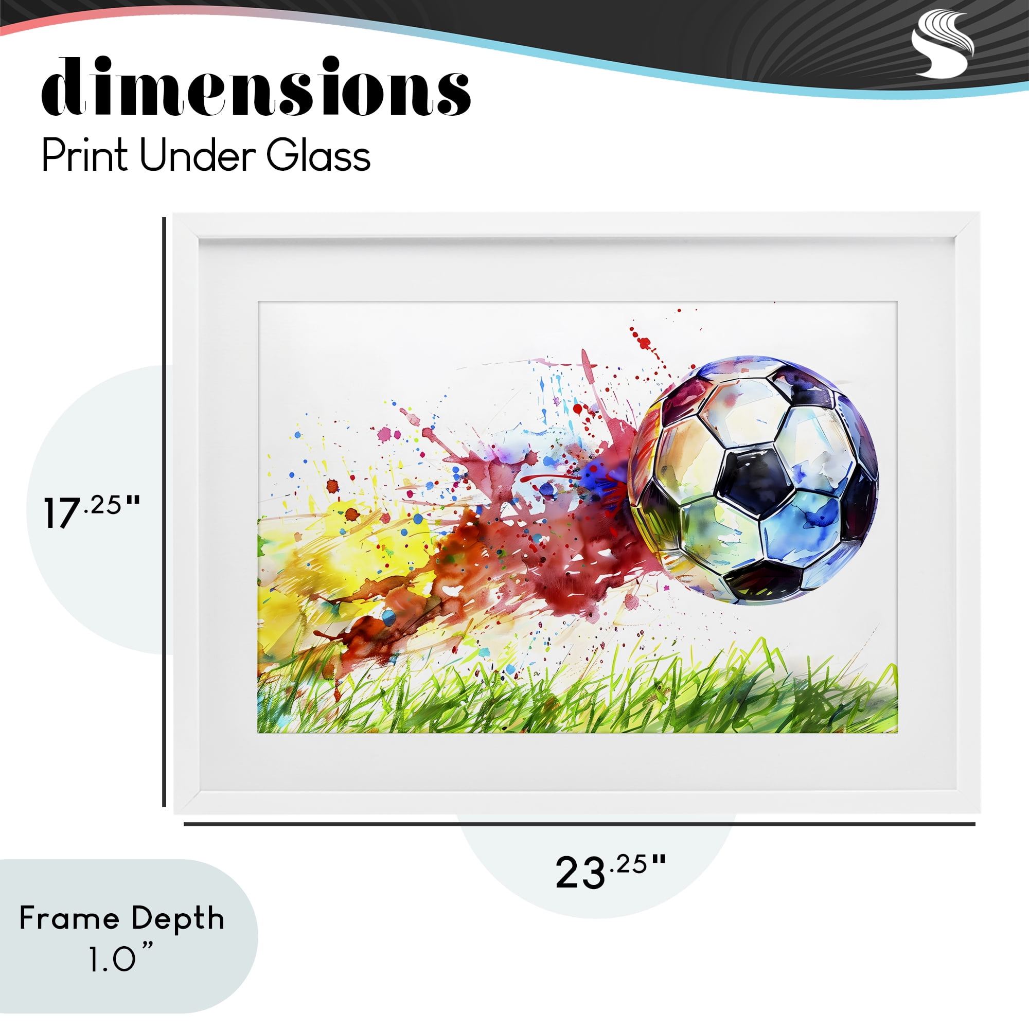 Stupell Industries Watercolor Soccer Ball in Motion White Framed Print Under Glass, design by Creative Studio