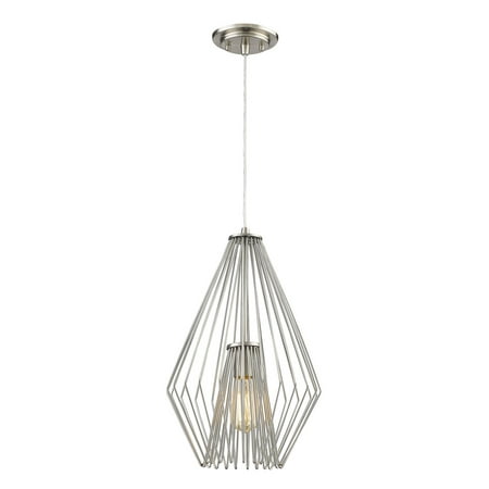 

Mini Pendants 1 Light With Brushed Nickel Finish Steel Medium Base Bulb 12 inch 100 Watts