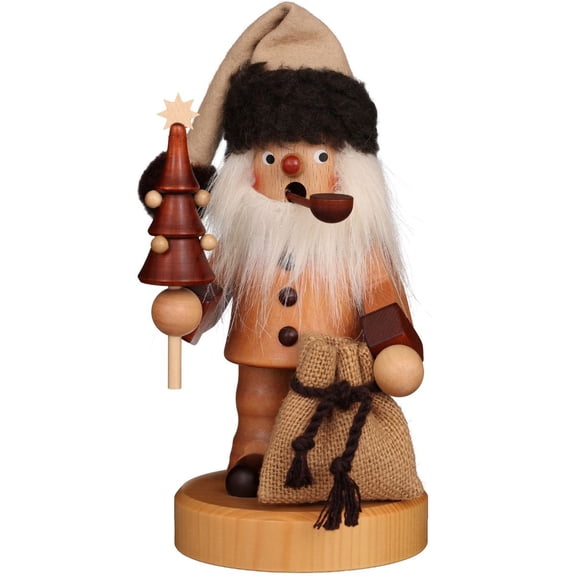 Alexander Taron 8" Beige and Brown "Santa Claus Holding A Christmas Tree And Sack" Incense Burner