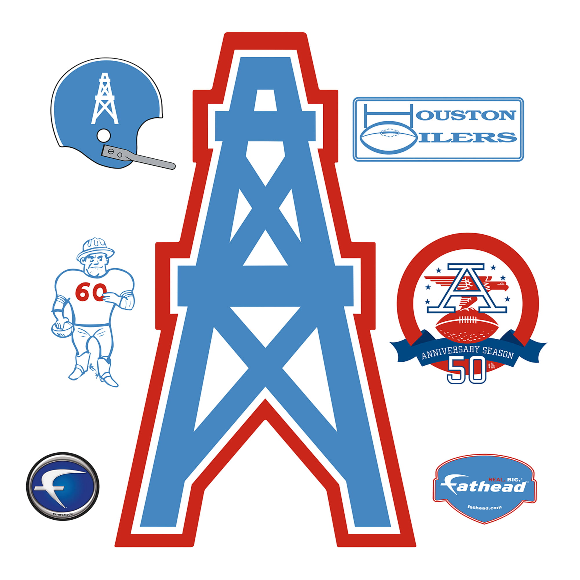 Fathead Houston Oilers: Original AFL Logo - Giant Officially Licensed NFL  Removable Wall Decal 