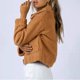 thumbnail image 4 of Chaqueta corta para mujer cuello de solapa abrigo cálido de forro polar chaqueta de piel sintética traje de vacaciones, 4 of 7