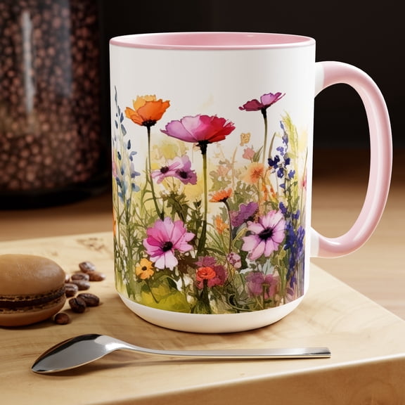 GCO Large Floral Coffee Mug 15oz Ceramic Tea Cup Gift For Mom