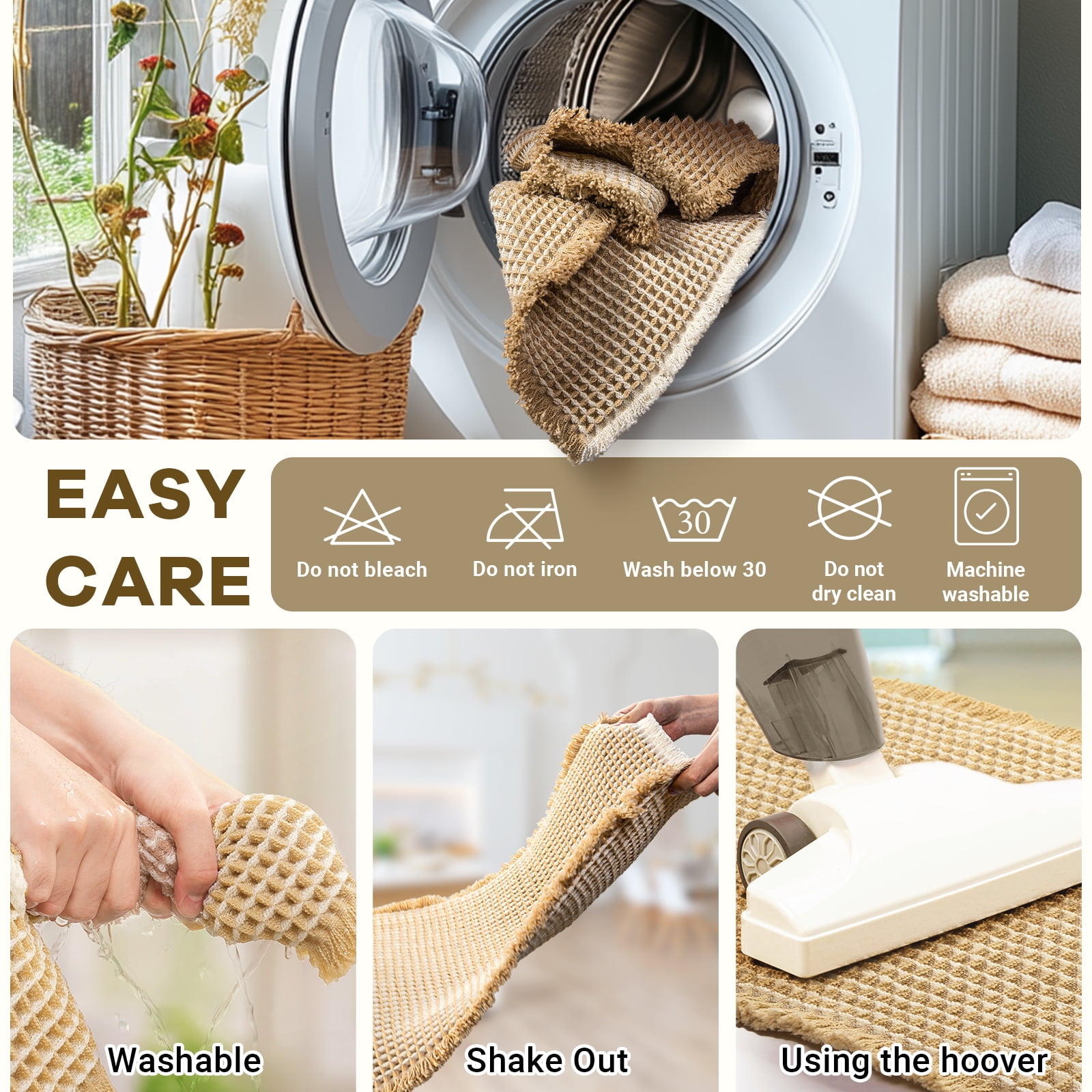 Ultra Absorbent Waffle Bath Rugs,31.5"x19.7"