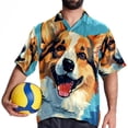 thumbnail image 4 of Corgi Dog Men's Short Sleeve Poplin Shirt, Casual Printed Beach Button Down Summer Unisex Shirts, 4 of 6