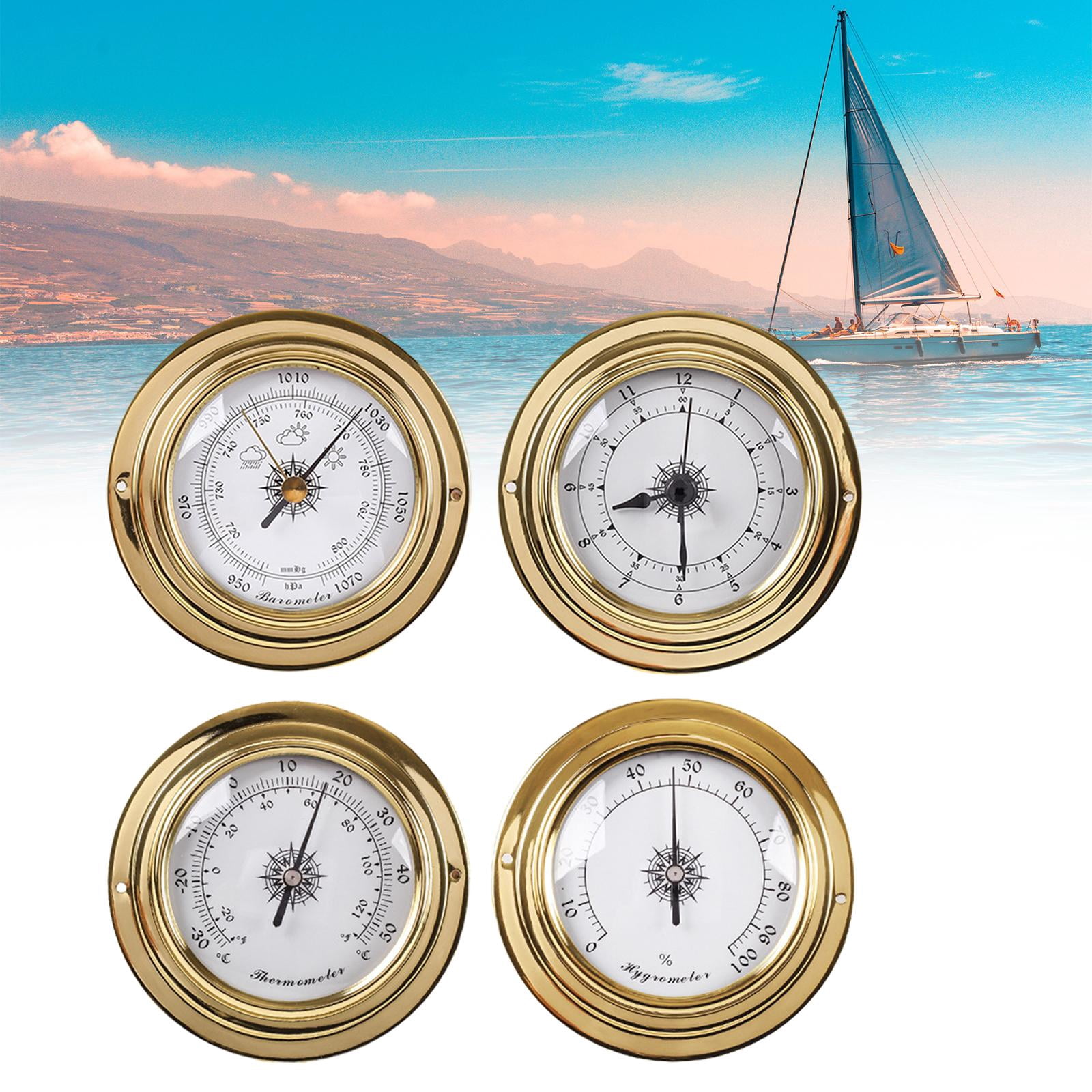 4Pcs Barometers Clock Meter Thermometer Hygrometer for Barn Yachting