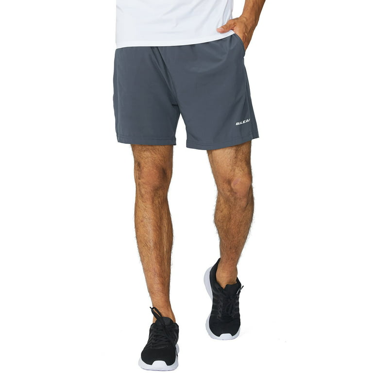 BALEAF Men's 5 inches Running Athletic Shorts with Zipper Pocket Gray Size  S 