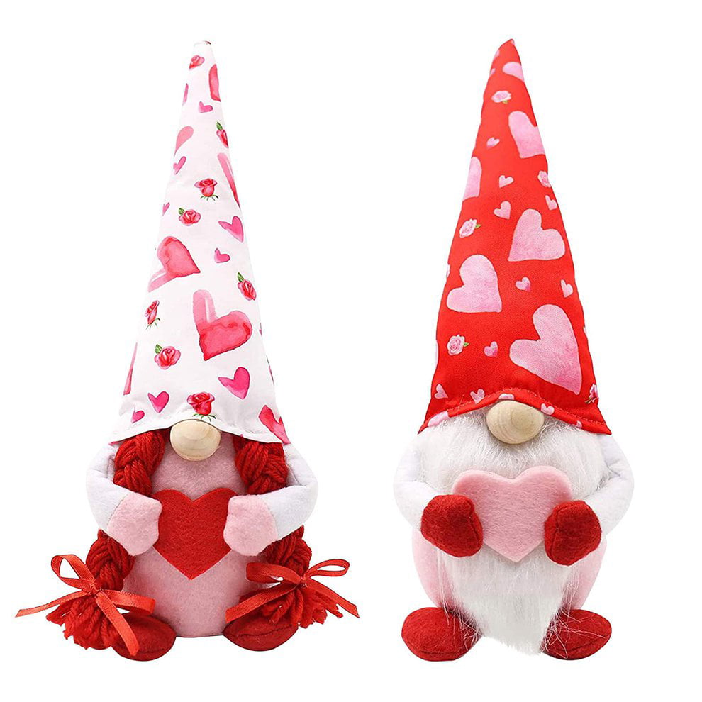 2Pcs Valentines Day Gnome Plush Doll Decorations Mr and Mrs Handmade Cloth Doll Plush Gnomes for Valentines Day Ornament 2PC B Valentines Present Home Decor Tabletop Figurines