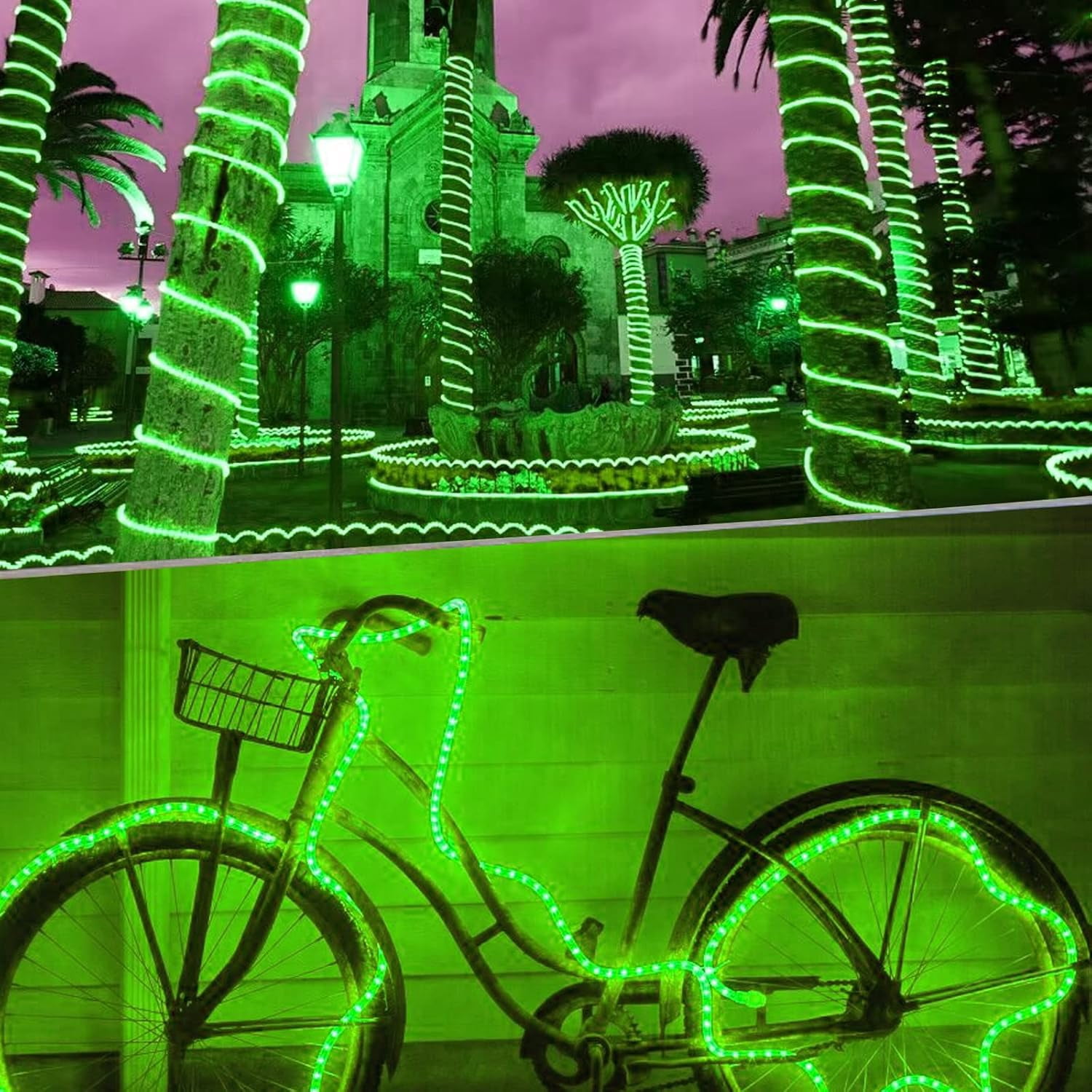 216 LED 18FT Strip Light, 110V Waterproof Flexible Indoor and Outdoor Decorative Lighting for Home/Garden/Building Decor(Green)