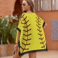 thumbnail image 4 of Baseball Texture Women's Swimsuit Coverup Summer Beach Cover Up Bathing Suit Dress, 4 of 6