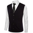 thumbnail image 4 of Kallspin Men's Wool Blend Cable-Knit V Neck Sleeveless Cardigan Vest Sweater(Black,Large), 4 of 8