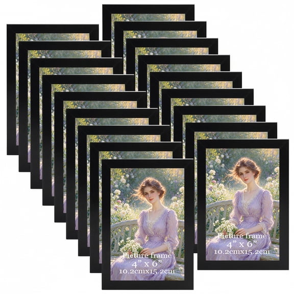 Black 4x6 Picture Frames for Wall Mounted and Tabletop Display, 18 Pack