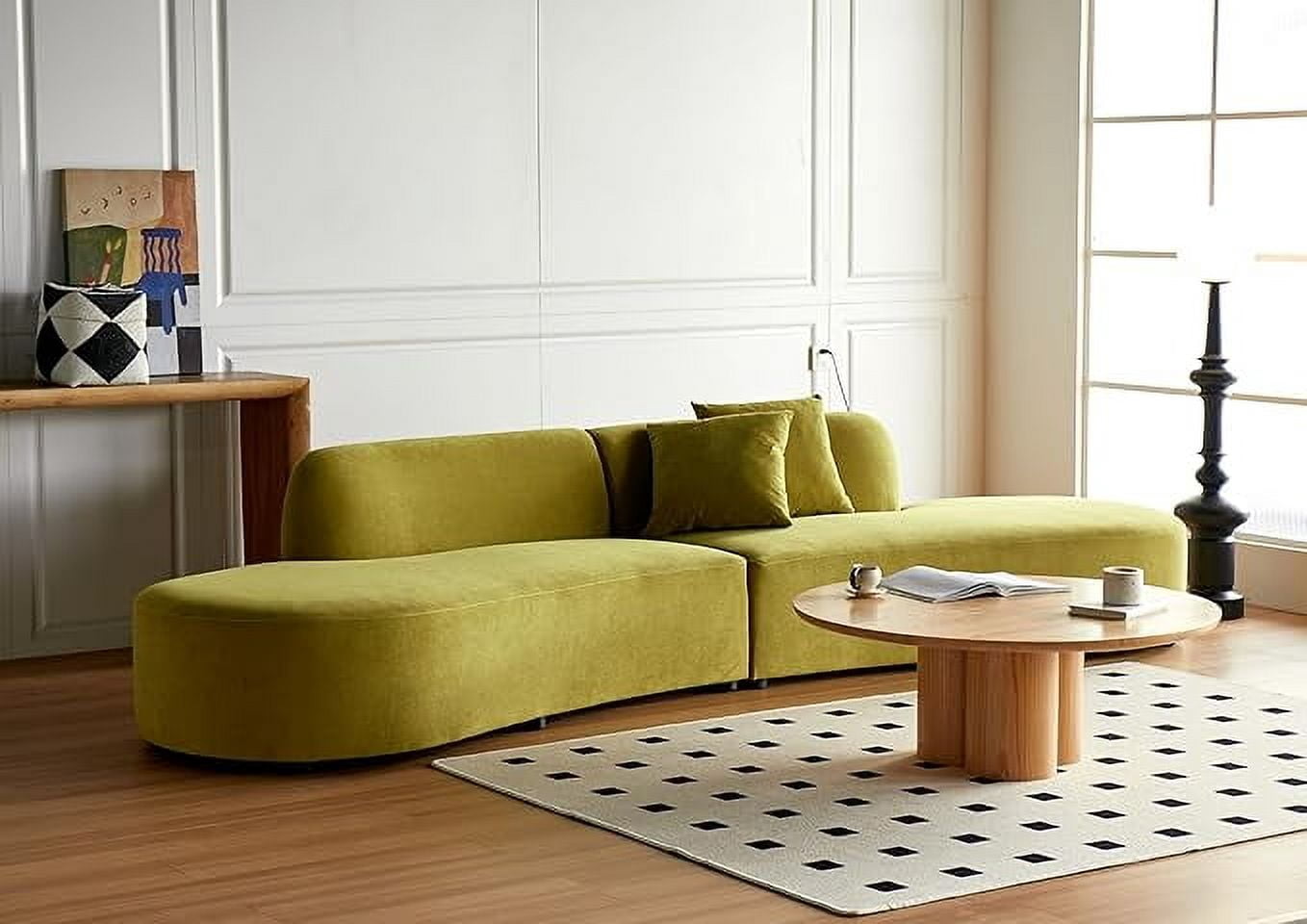 US Pride Furniture 132.3 inch Large Size Half Moon Design Curved 6-Seat Sofa with High-Density Foam Filled Olivegreen