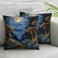 thumbnail image 3 of Nawypu Mushroom Throw Pillow Covers Zipper Moon Landscape Forest Starry Night Plants Country Orange Black Blue  Cozys Washable Soft Decor Living Room Chair Sofa Couch Square Pillow Covers, 3 of 5