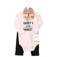 thumbnail image 2 of Hudson Baby Infant Girl Cotton Bodysuit, Pant and Shoe Set, Daddys Little Princess Pink, 6-9 Months, 2 of 5