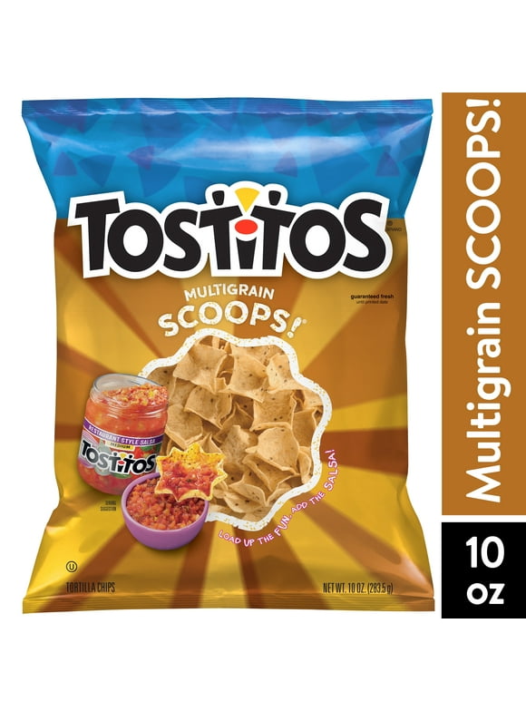 Tostitos Scoops! Multigrain Tortilla Chips Snack Chips, 10oz Bag